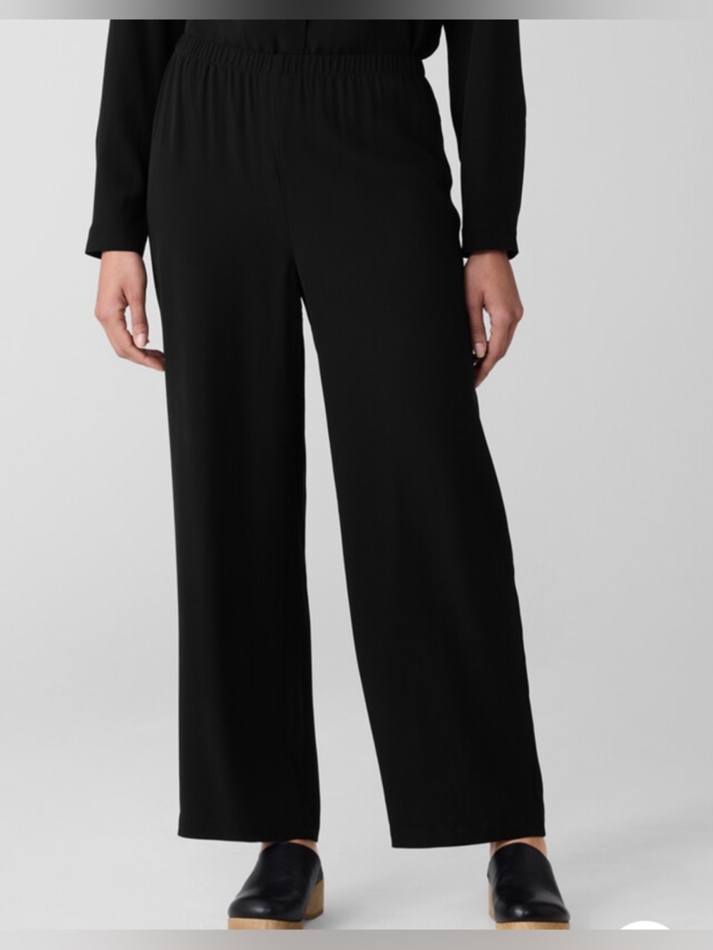 NWT Eileen Fisher Silk Georgette Crepe Ankle Pants Black Size 1X